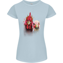 Two Colourful Chickens Watercolour Womens Petite Cut T-Shirt Light Blue