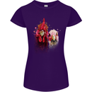 Two Colourful Chickens Watercolour Womens Petite Cut T-Shirt Purple