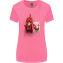 Two Colourful Chickens Watercolour Womens Wider Cut T-Shirt Azalea