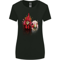Two Colourful Chickens Watercolour Womens Wider Cut T-Shirt Black