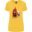 Two Colourful Chickens Watercolour Womens Wider Cut T-Shirt Yellow