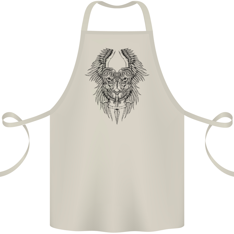 Two Roman Skulls Cotton Apron 100% Organic Natural