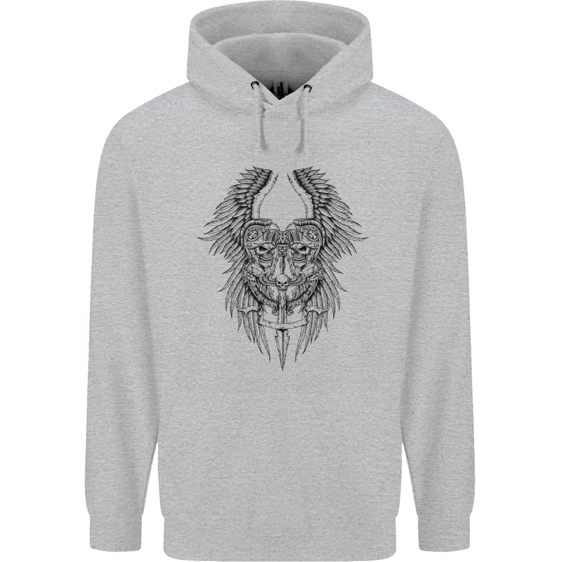 Two Roman Skulls Mens 80% Cotton Hoodie Sports Grey