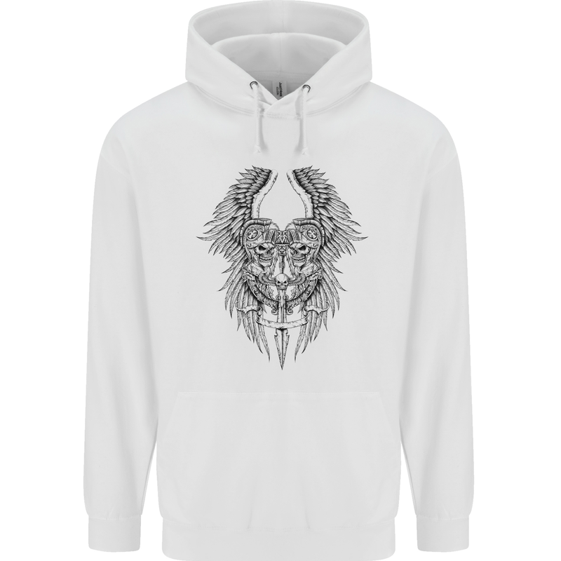 Two Roman Skulls Mens 80% Cotton Hoodie White