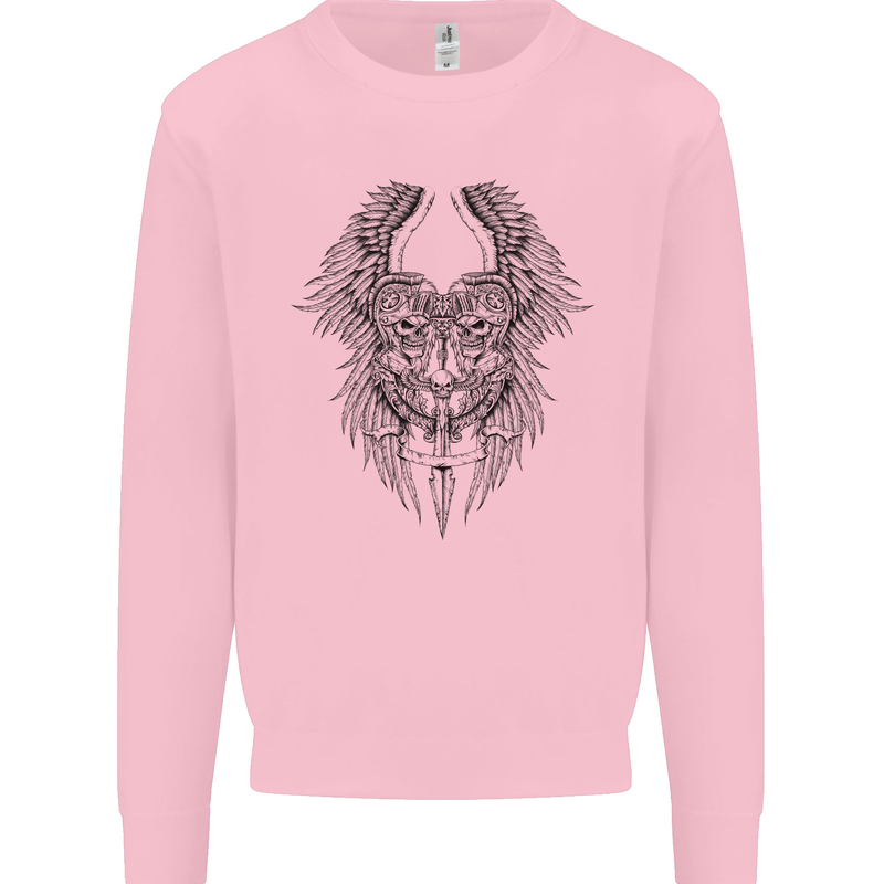 Two Roman Skulls Mens Sweatshirt Jumper Light Pink