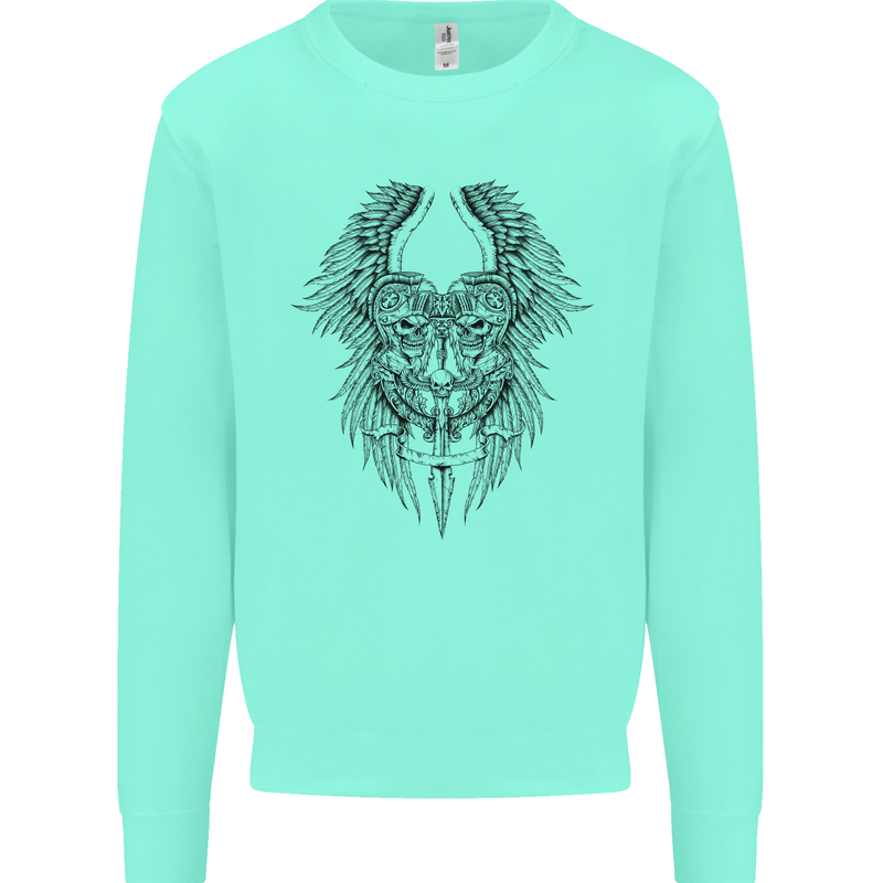 Two Roman Skulls Mens Sweatshirt Jumper Peppermint