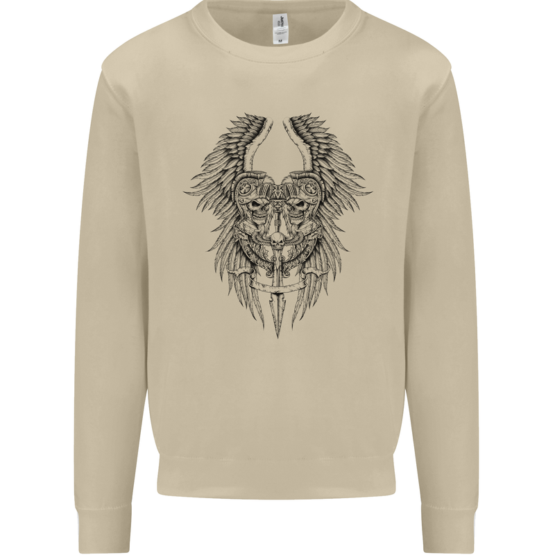 Two Roman Skulls Mens Sweatshirt Jumper Sand