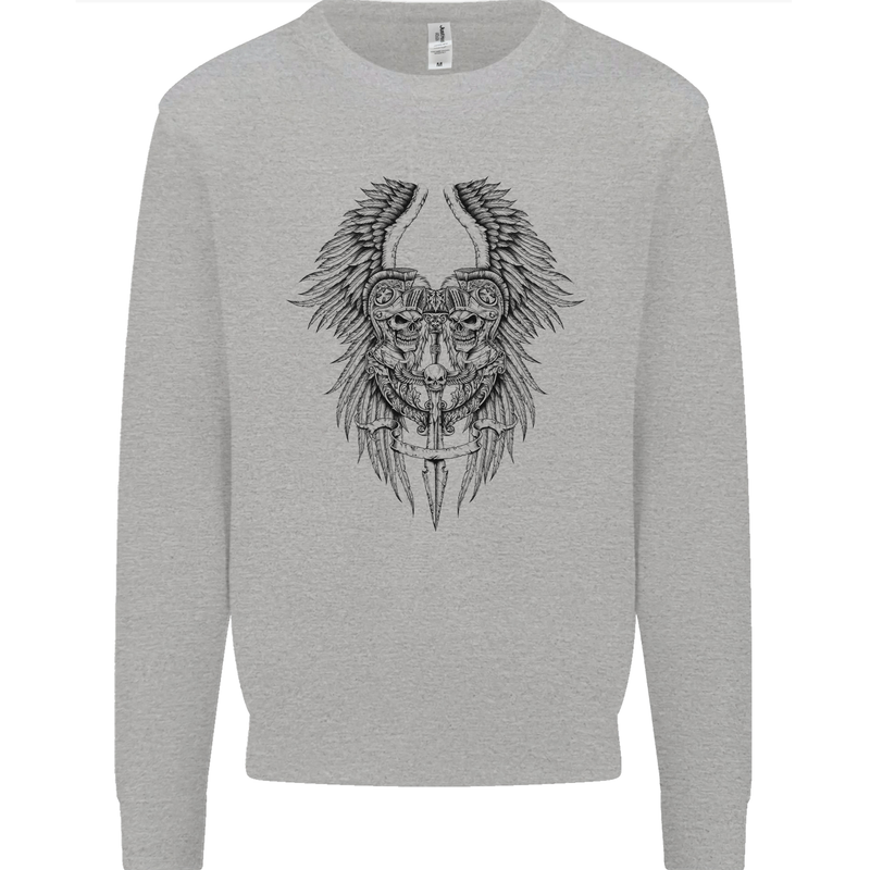 Two Roman Skulls Mens Sweatshirt Jumper Sports Grey
