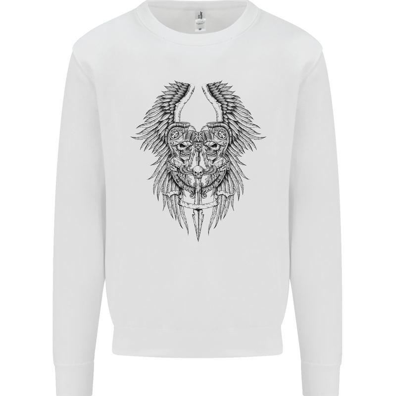 Two Roman Skulls Mens Sweatshirt Jumper White