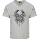 Two Roman Skulls Mens V-Neck Cotton T-Shirt Sports Grey