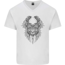 Two Roman Skulls Mens V-Neck Cotton T-Shirt White