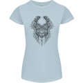 Two Roman Skulls Womens Petite Cut T-Shirt Light Blue