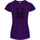 Two Roman Skulls Womens Petite Cut T-Shirt Purple