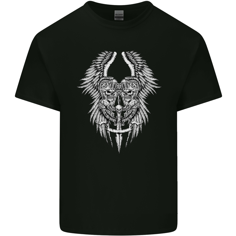 Two Roman Skulls wp Kids T-Shirt Childrens Black