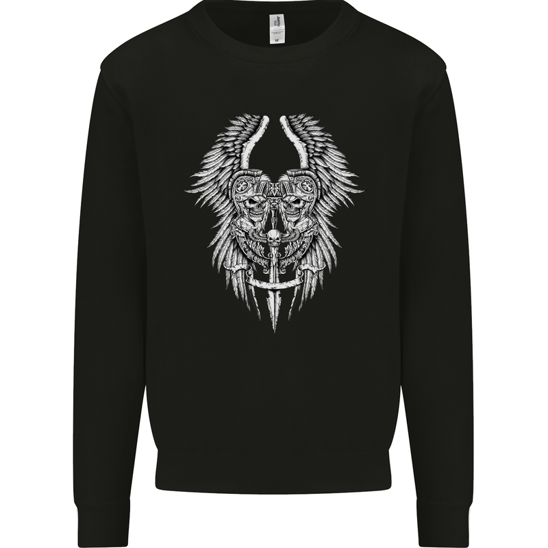 Two Roman Skulls wp Mens Sweatshirt Jumper Black