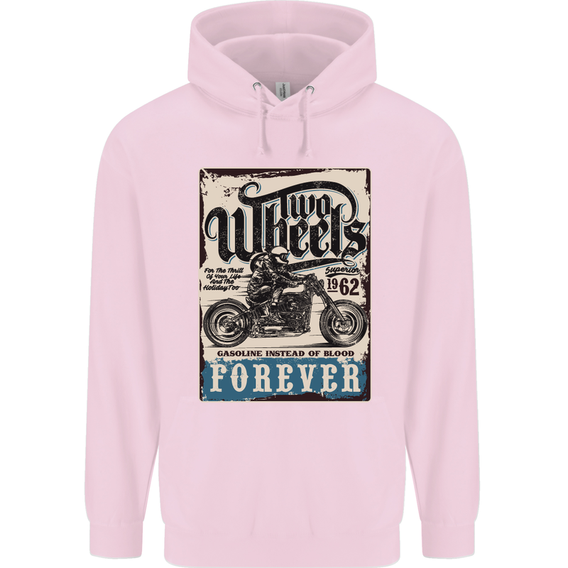 Two Wheels Biker Motorcycle Motorbike Childrens Kids Hoodie Light Pink