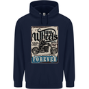 Two Wheels Biker Motorcycle Motorbike Childrens Kids Hoodie Navy Blue