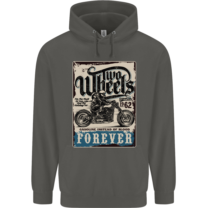 Two Wheels Biker Motorcycle Motorbike Childrens Kids Hoodie Storm Grey