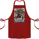 Two Wheels Biker Motorcycle Motorbike Cotton Apron 100% Organic Maroon