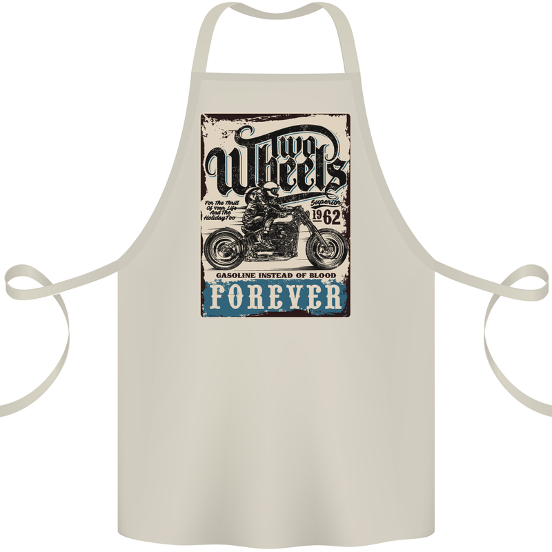 Two Wheels Biker Motorcycle Motorbike Cotton Apron 100% Organic Natural