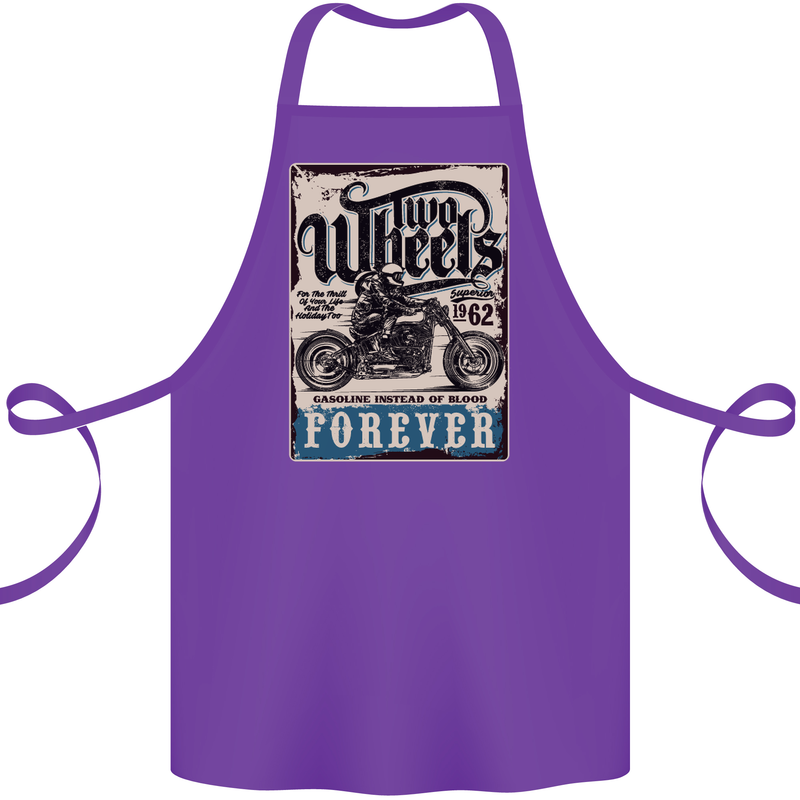 Two Wheels Biker Motorcycle Motorbike Cotton Apron 100% Organic Purple