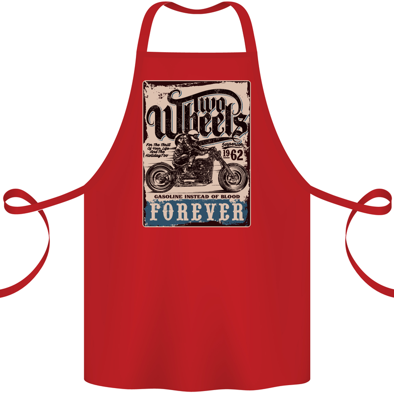 Two Wheels Biker Motorcycle Motorbike Cotton Apron 100% Organic Red