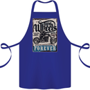 Two Wheels Biker Motorcycle Motorbike Cotton Apron 100% Organic Royal Blue
