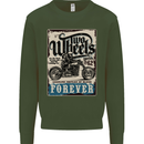 Two Wheels Biker Motorcycle Motorbike Kids Sweatshirt Jumper Forest Green