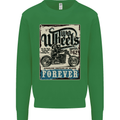 Two Wheels Biker Motorcycle Motorbike Kids Sweatshirt Jumper Irish Green