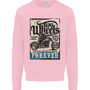 Two Wheels Biker Motorcycle Motorbike Kids Sweatshirt Jumper Light Pink