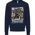 Two Wheels Biker Motorcycle Motorbike Kids Sweatshirt Jumper Navy Blue