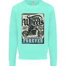 Two Wheels Biker Motorcycle Motorbike Kids Sweatshirt Jumper Peppermint