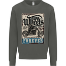 Two Wheels Biker Motorcycle Motorbike Kids Sweatshirt Jumper Storm Grey