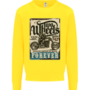 Two Wheels Biker Motorcycle Motorbike Kids Sweatshirt Jumper Yellow