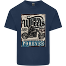 Two Wheels Biker Motorcycle Motorbike Kids T-Shirt Childrens Navy Blue