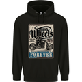 Two Wheels Biker Motorcycle Motorbike Mens 80% Cotton Hoodie Black