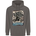 Two Wheels Biker Motorcycle Motorbike Mens 80% Cotton Hoodie Charcoal