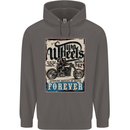Two Wheels Biker Motorcycle Motorbike Mens 80% Cotton Hoodie Charcoal