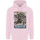 Two Wheels Biker Motorcycle Motorbike Mens 80% Cotton Hoodie Light Pink