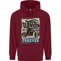 Two Wheels Biker Motorcycle Motorbike Mens 80% Cotton Hoodie Maroon
