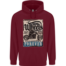 Two Wheels Biker Motorcycle Motorbike Mens 80% Cotton Hoodie Maroon