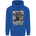 Two Wheels Biker Motorcycle Motorbike Mens 80% Cotton Hoodie Royal Blue