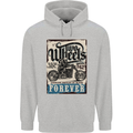 Two Wheels Biker Motorcycle Motorbike Mens 80% Cotton Hoodie Sports Grey