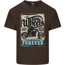 Two Wheels Biker Motorcycle Motorbike Mens Cotton T-Shirt Tee Top Dark Chocolate