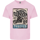 Two Wheels Biker Motorcycle Motorbike Mens Cotton T-Shirt Tee Top Light Pink