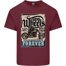 Two Wheels Biker Motorcycle Motorbike Mens Cotton T-Shirt Tee Top Maroon