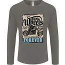 Two Wheels Biker Motorcycle Motorbike Mens Long Sleeve T-Shirt Charcoal
