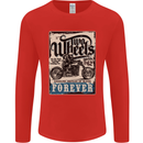 Two Wheels Biker Motorcycle Motorbike Mens Long Sleeve T-Shirt Red