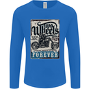 Two Wheels Biker Motorcycle Motorbike Mens Long Sleeve T-Shirt Royal Blue
