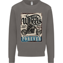 Two Wheels Biker Motorcycle Motorbike Mens Sweatshirt Jumper Charcoal
